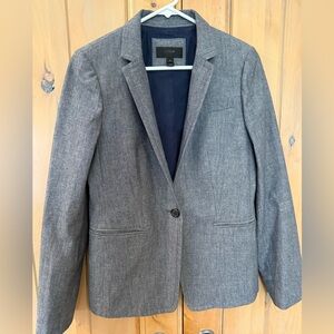 J. Crew Blazer 100% Cotton Structured Chambray Like Material Grey Blue size 6